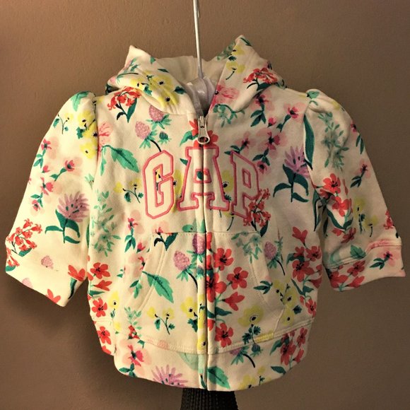 BABY GAP Floral Zip Hoodie   3-6 Months - Picture 4 of 12